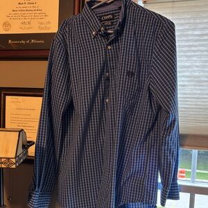 Chaps Men's Navy Plaid Button Down Shirt